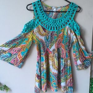 Spense festive paisley cut out shoulder shirt